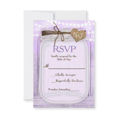 Large Mason Jar & Lights Lavender Purple RSVP