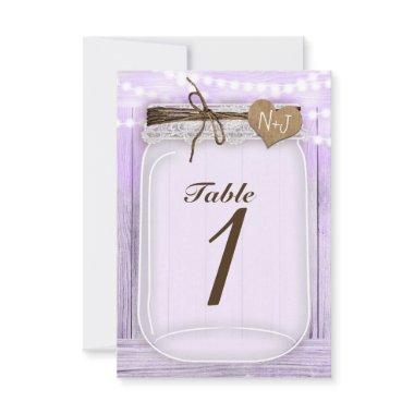 Large Mason Jar & Lights Lavender Table Number