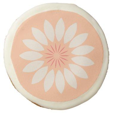Large Stylized White & Coral Sunflower Sugar Cookie