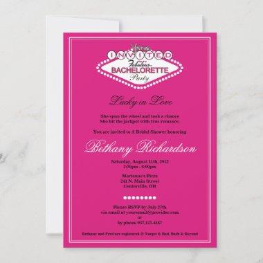 Las Vegas Bachelorette Party Invitations - Hot Pink