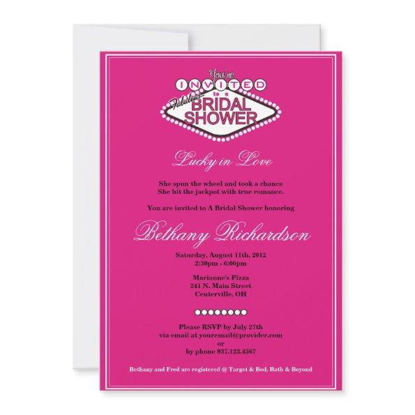 Las Vegas Bridal Shower Invitations - Hot Pink