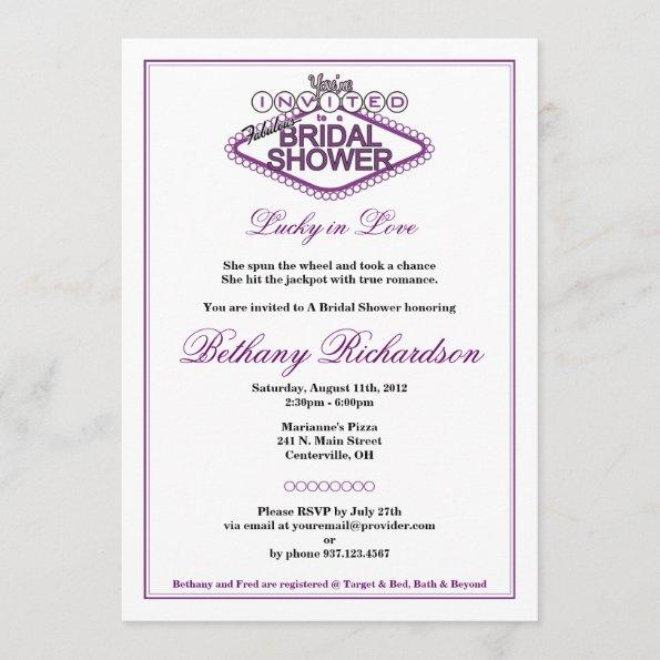 Las Vegas Bridal Shower Invitations - Purple