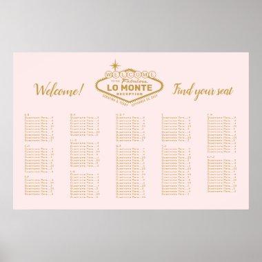 Las Vegas Marquee Custom Text Pink Gold Welcome Poster