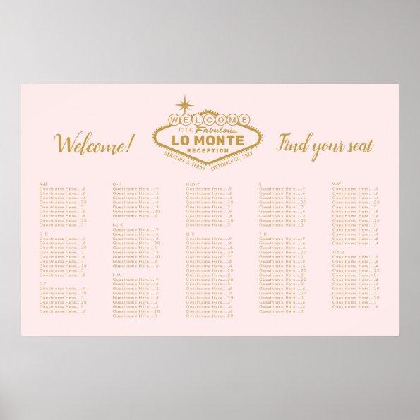 Las Vegas Marquee Custom Text Pink Gold Welcome Poster
