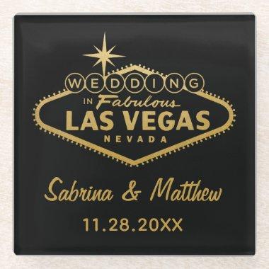 Las Vegas Sign Wedding Gift Idea | U PICK COLOR Glass Coaster