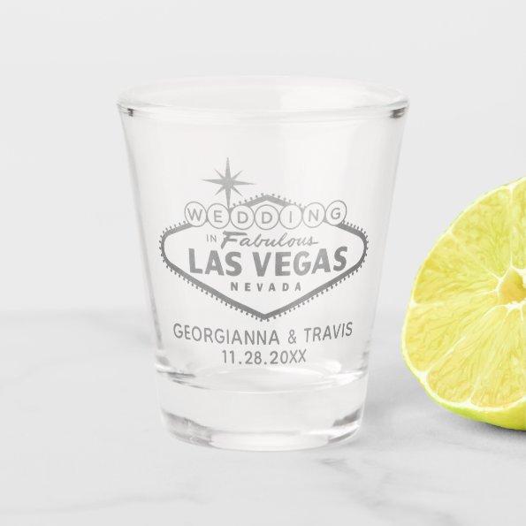 Las Vegas Wedding Bridal Party Favor Silver Shot Glass