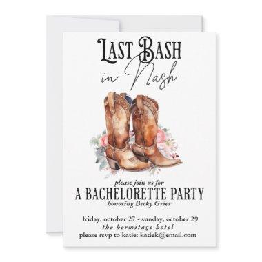 Last Bash in Nash Bachelorette Party Floral Invitations