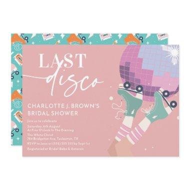 Last Disco Modern Retro Pink Bridal Shower Invitations