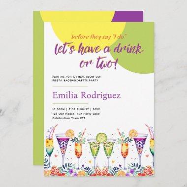 Last Fiesta Cocktails Bachelorette Bridal Shower Invitations