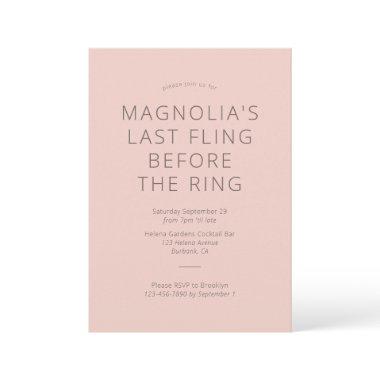 Last Fling Before The Ring Bridal Shower Invitations