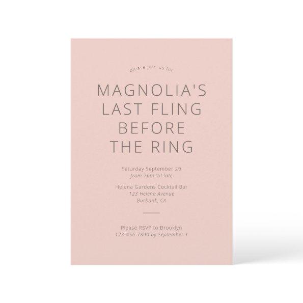 Last Fling Before The Ring Bridal Shower Invitations