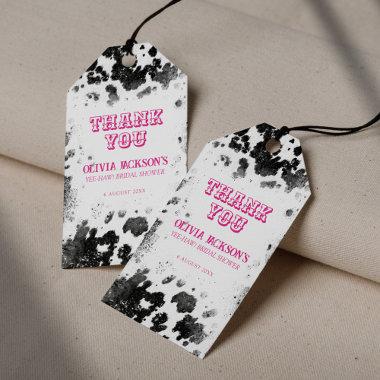 Last Hoedown Cow Print Hot Pink  Gift Tags