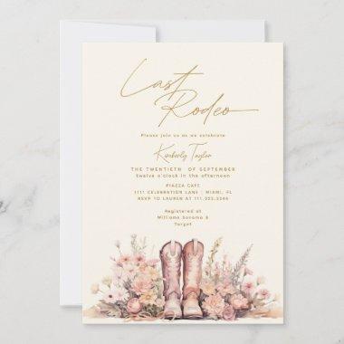Last Rodeo Boots Floral Cowgirl Bridal Shower Invitations