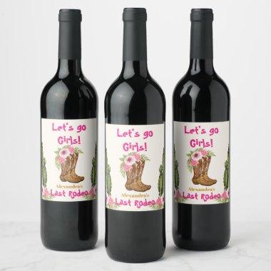 Last Rodeo Cowgirl Bridal Shower Wine Label