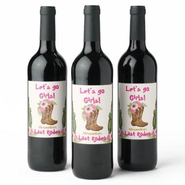 Last Rodeo Cowgirl Bridal Shower Wine Label