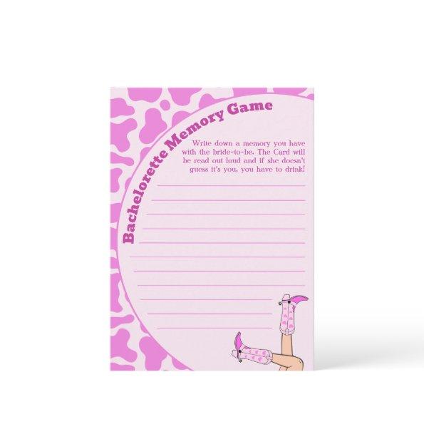 Last Rodeo Pink Cowgirl Bachelorette Memory Game Enclosure