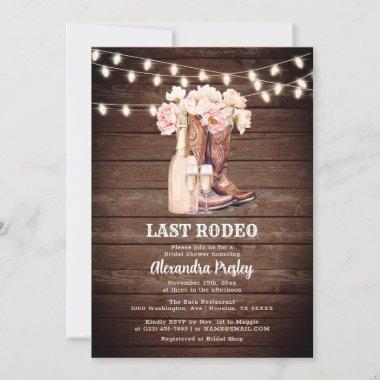 LAST RODEO Rustic Cowgirl Western BRIDAL SHOWER Invitations