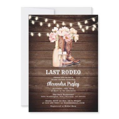 LAST RODEO Rustic Cowgirl Western BRIDAL SHOWER Invitations