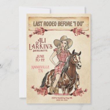 Last Rodeo Western Bachelorette Party Invitations