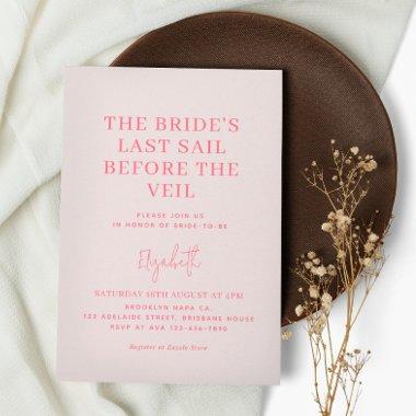Last Sail Before The Veil | Pink Bridal Shower Invitations