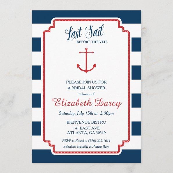 Last Sail Before Veil Nautical Bridal Invitations