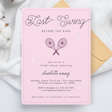 Last Swing Before the Ring Pink Tennis Shower Invitations
