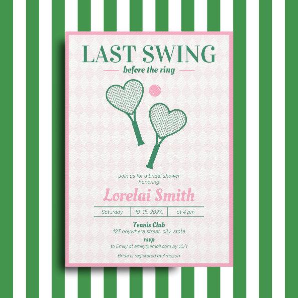 Last swing before the Ring Tennis Bridal Shower Invitations