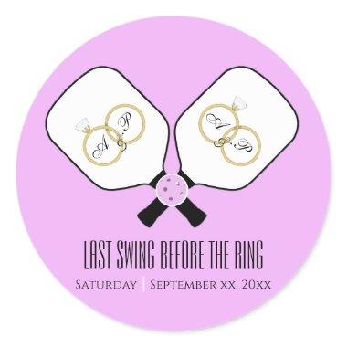 Last Swing Before the Ring Wedding Pickleball Classic Round Sticker