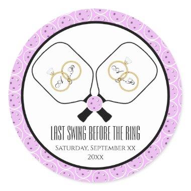 Last Swing Before the Ring Wedding Pickleball Classic Round Sticker