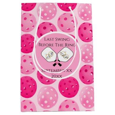 Last Swing Before the Ring Wedding Pickleball Pink Medium Gift Bag