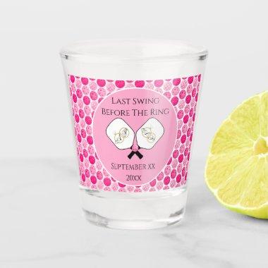 Last Swing Before the Ring Wedding Pickleball Pink Shot Glass