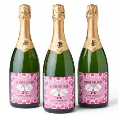 Last Swing Before the Ring Wedding Pickleball Pink Sparkling Wine Label