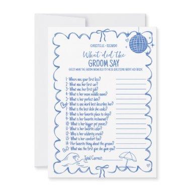 Last Toast On groom trivia  game