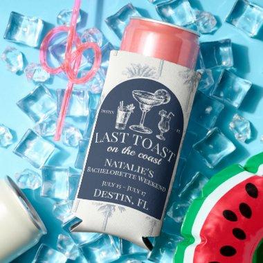 Last Toast On The Coast Bachelorette Personalized Seltzer Can Cooler