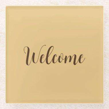 Latte Color Welcome Professional Name Template Glass Coaster