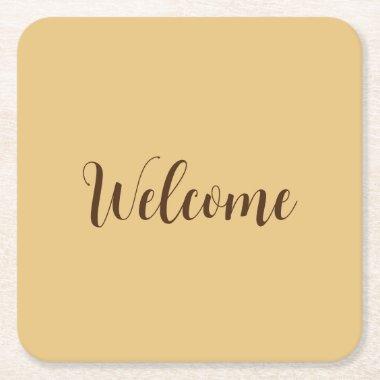 Latte Color Welcome Professional Name Template Square Paper Coaster