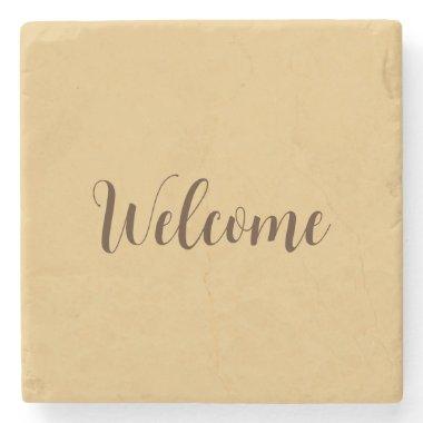 Latte Color Welcome Professional Name Template Stone Coaster
