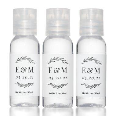 Laurel Branch Monogram Bridal Shower Wedding Favor Hand Sanitizer