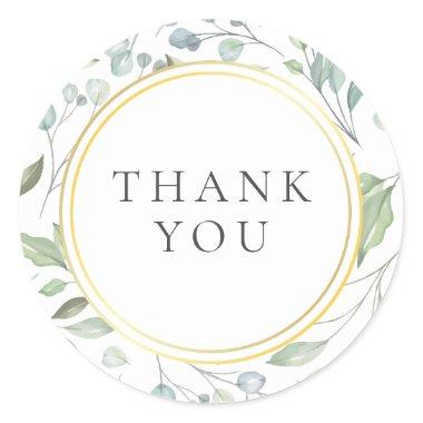 Laurel Garland Faux Gold Foil Thank You Classic Round Sticker