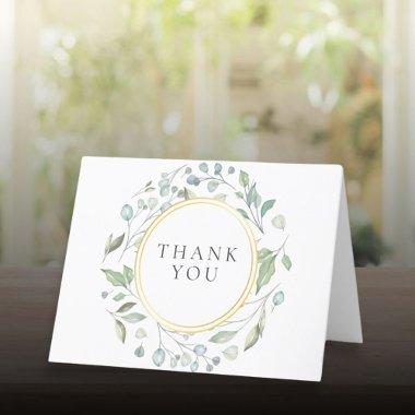 Laurel Garland Floral Elegant Faux Gold Foil Thank You