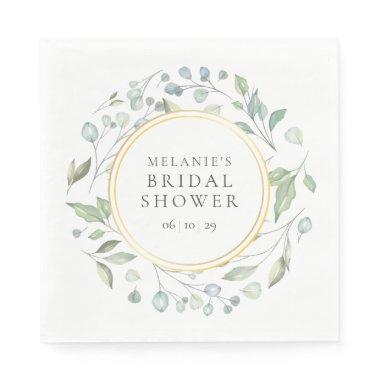 Laurel Greenery Garland Gold Foil  Napkins