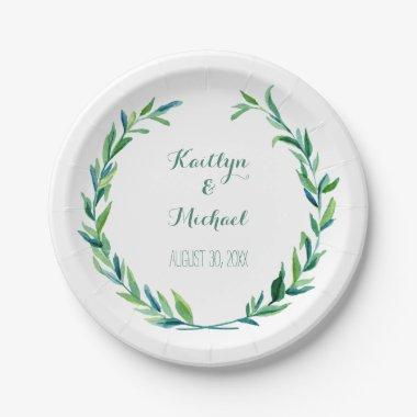 Laurel Wreath Garland Foliage Circle Reception Art Paper Plates