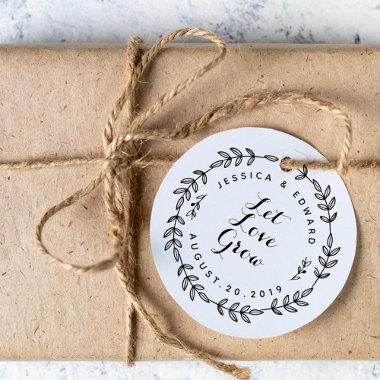 Laurel Wreath Let Love Grow Wedding Favor Self-inking Stamp