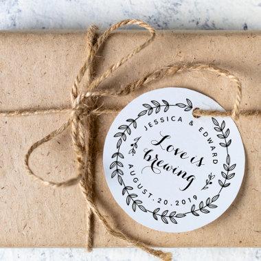 Laurel Wreath Love is Brewing Wedding Favor Self-inking Stamp