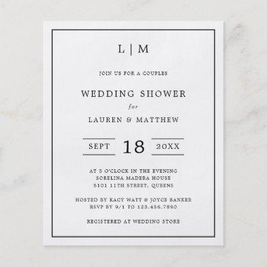 Lauren Black White Budget Wedding Shower Invite Flyer