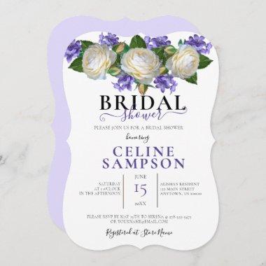 Lavendar & White Floral Bridal Shower Invitations