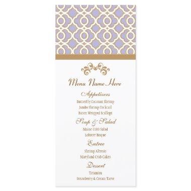 Lavender and Gold Moroccan Menu