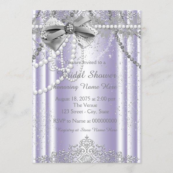 Lavender and Gray Pearl Bridal Shower Invitations