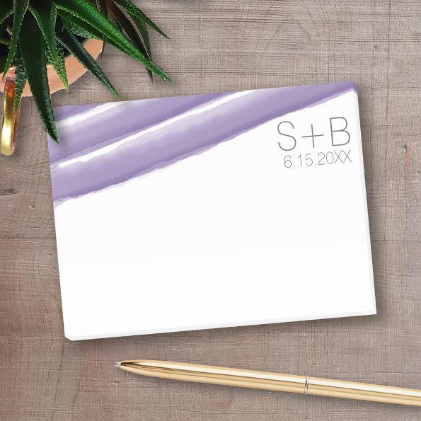 Lavender and Gray Watercolor Stripes Wedding Post-it Notes