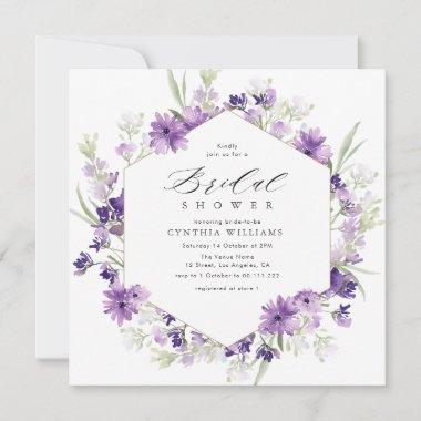 lavender and greenery floral bridal shower Invitations